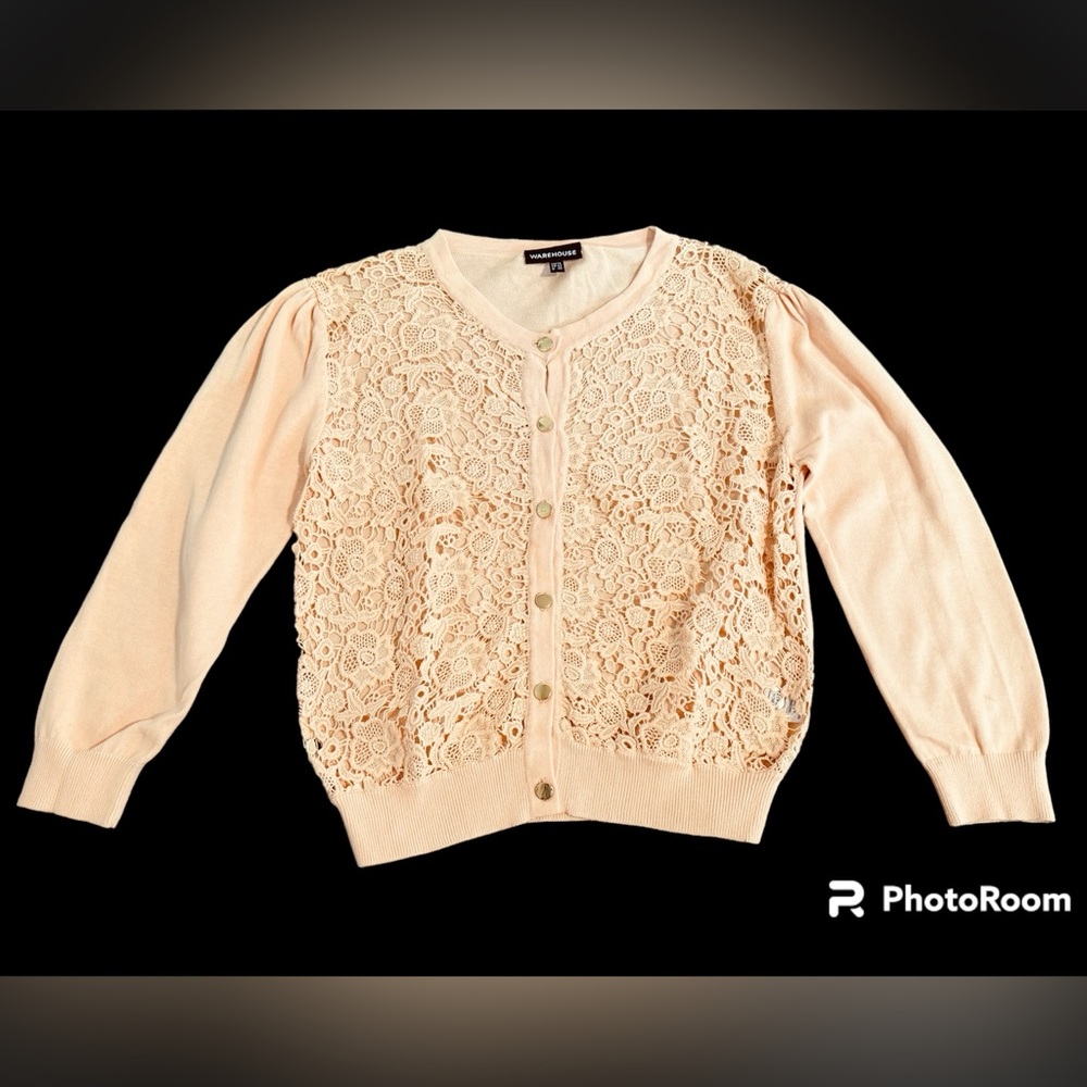 WAREHOUSE**Peach Crochet Cardigan**US 10 $128